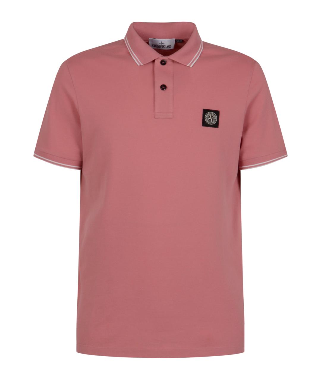 STONE ISLAND Розовое хлопковое поло с коротким рукавом, фото 1
