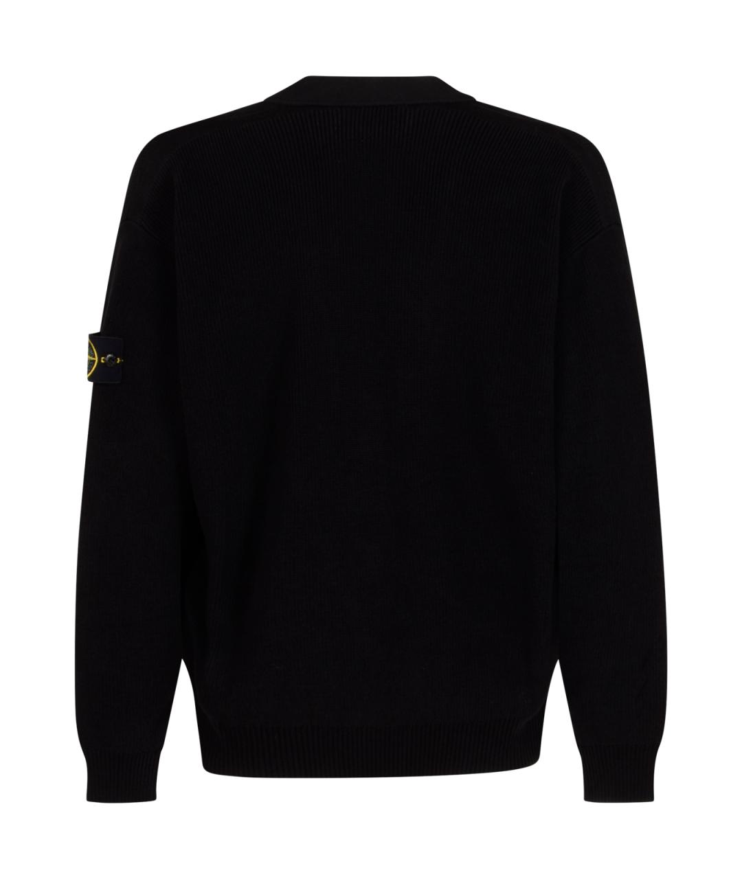 STONE ISLAND Черный хлопковый кардиган, фото 2