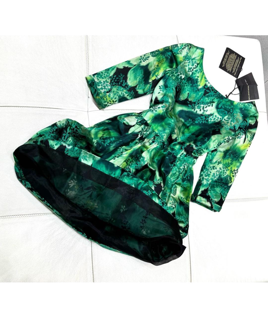 BALENCIAGA Зеленые шелковое коктейльное платье, фото 7