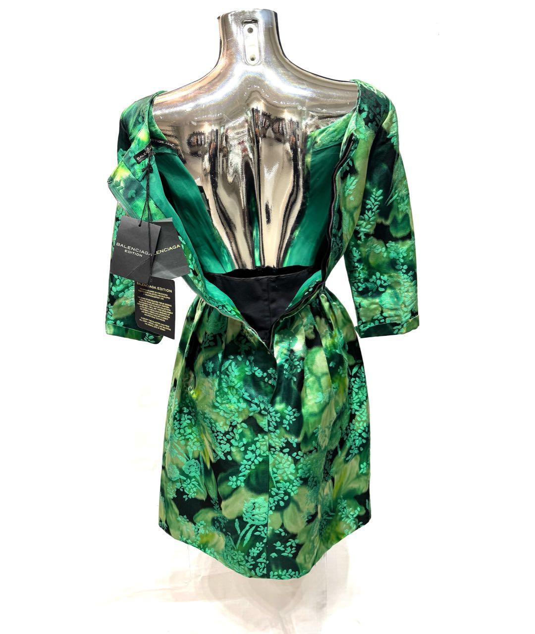 BALENCIAGA Зеленые шелковое коктейльное платье, фото 3
