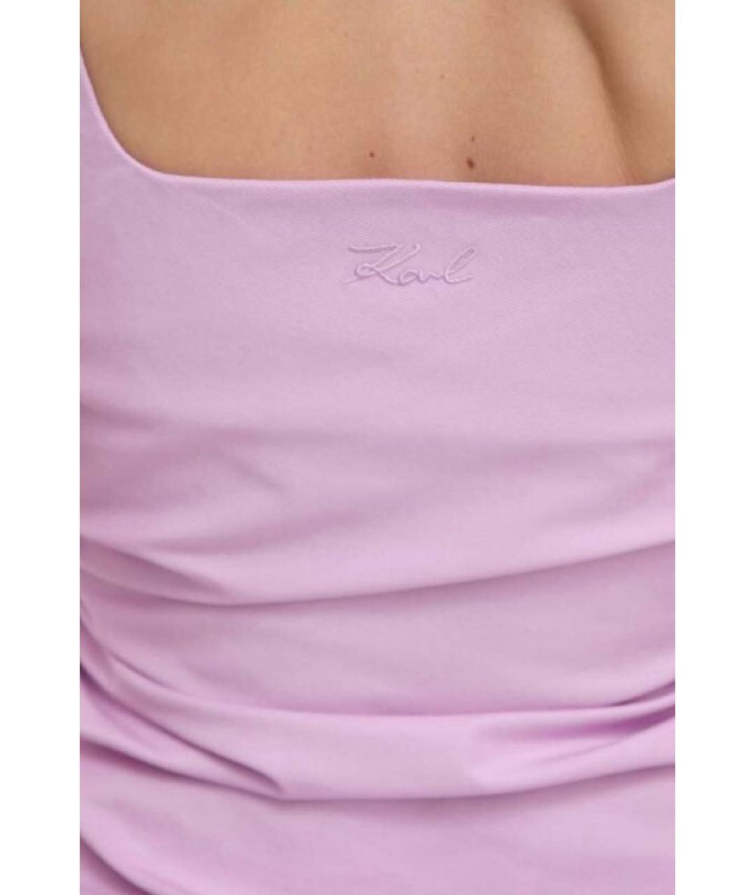 KARL LAGERFELD Розовое хлопко-эластановое повседневное платье, фото 5