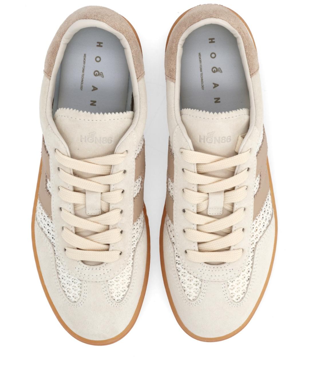 HOGAN Бежевые кожаные кеды, фото 5
