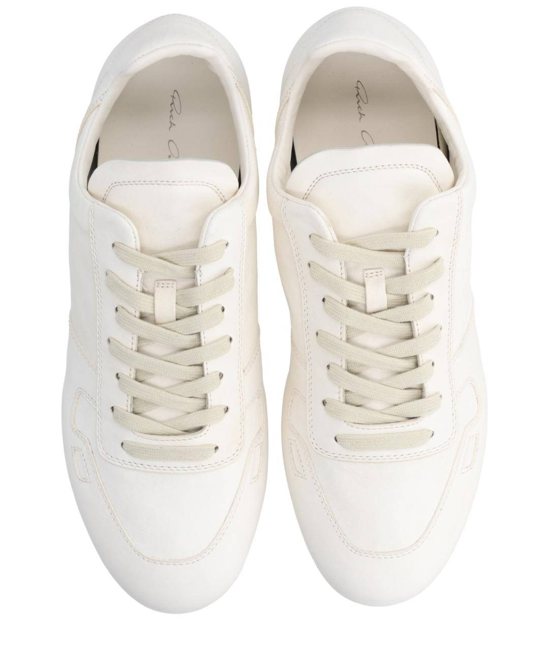 RICK OWENS Белые кожаные низкие кроссовки / кеды, фото 6