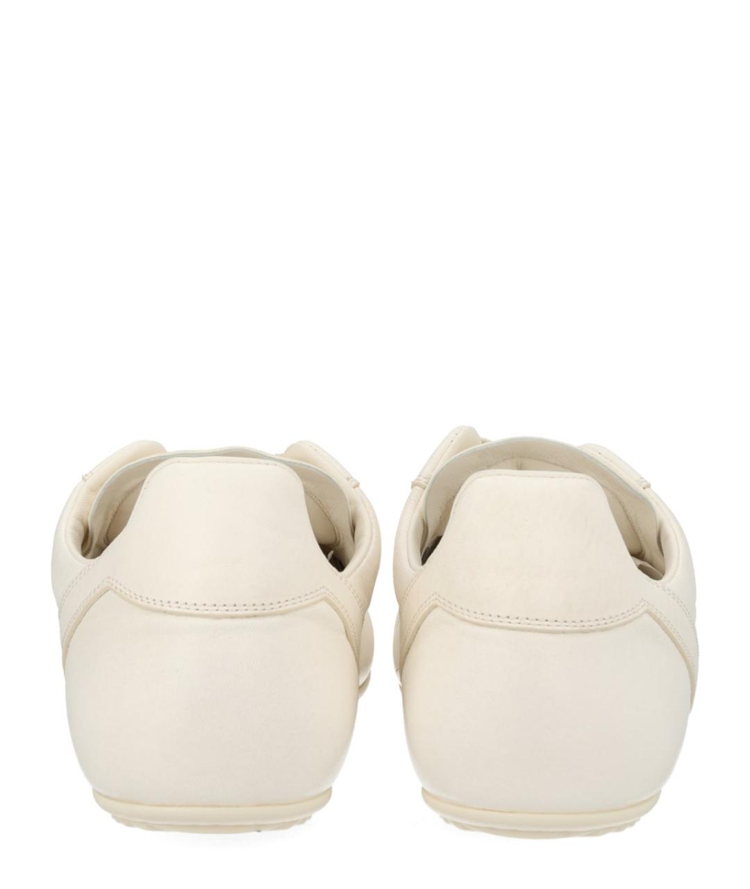 RICK OWENS Белые кожаные низкие кроссовки / кеды, фото 4