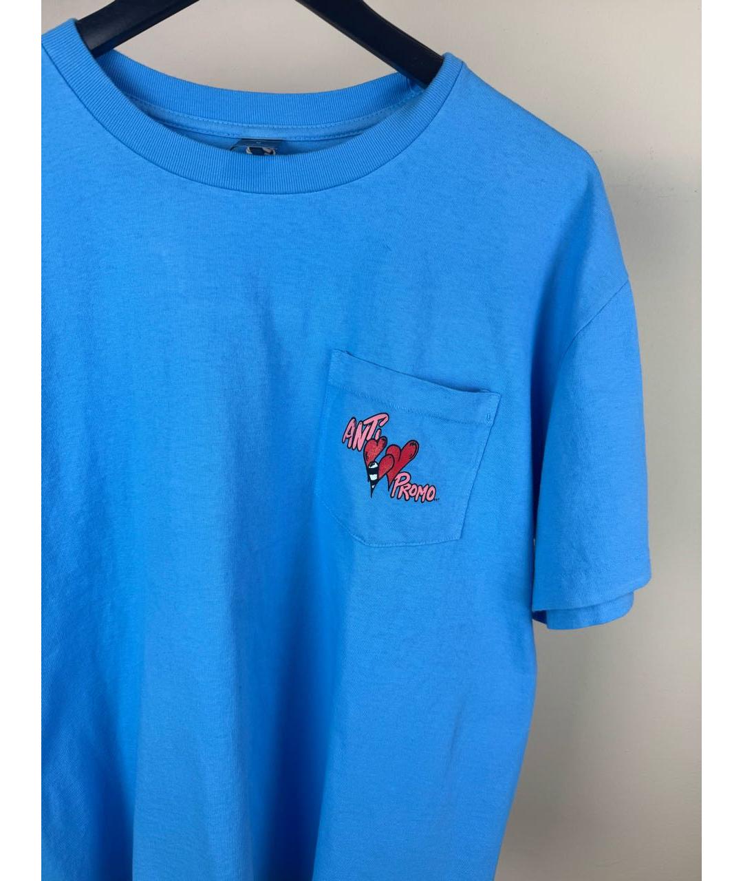 Anti Promo by Matty Boy Голубая хлопковая футболка, фото 3