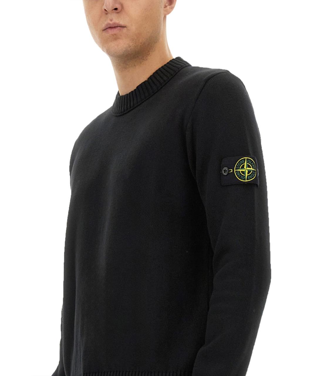 STONE ISLAND Черный хлопковый джемпер / свитер, фото 4