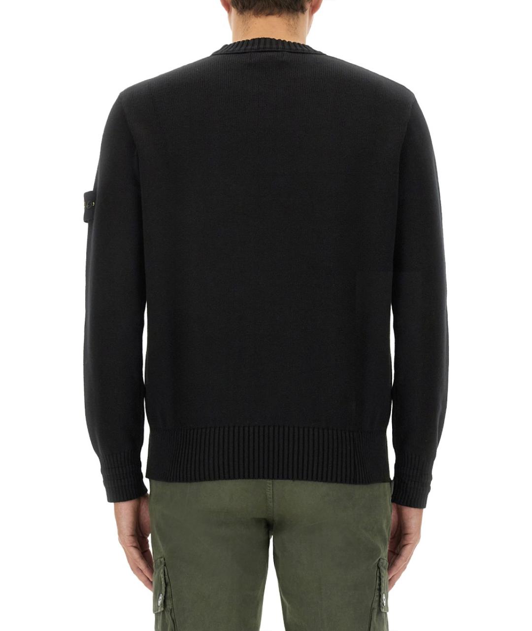 STONE ISLAND Черный хлопковый джемпер / свитер, фото 3