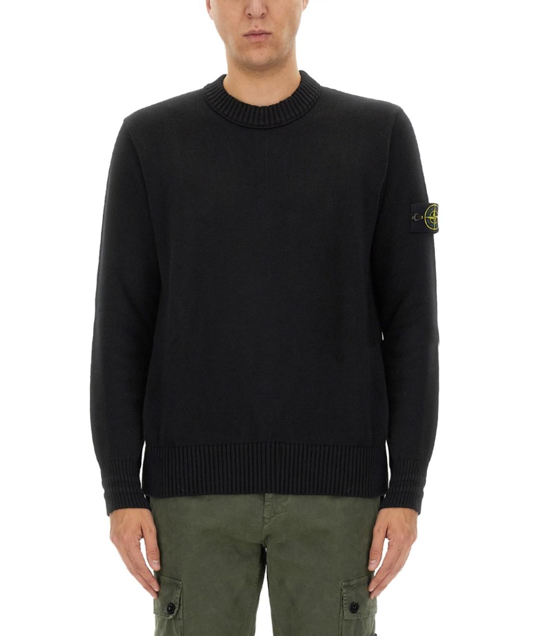 STONE ISLAND Черный хлопковый джемпер / свитер, фото 5