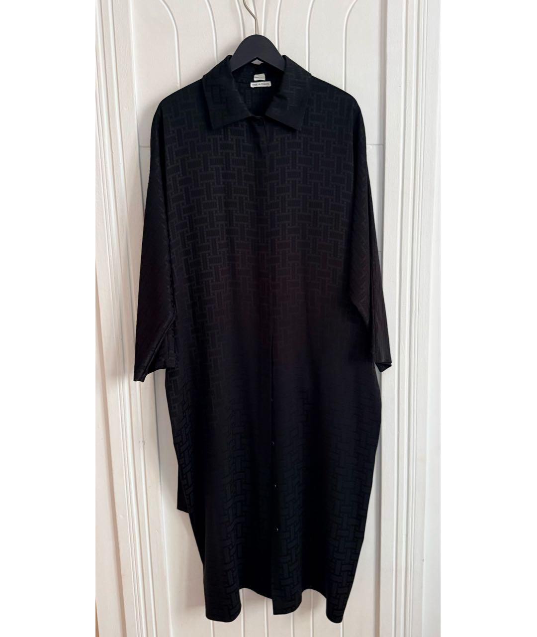 HERMES Черное шелковое повседневное платье, фото 5