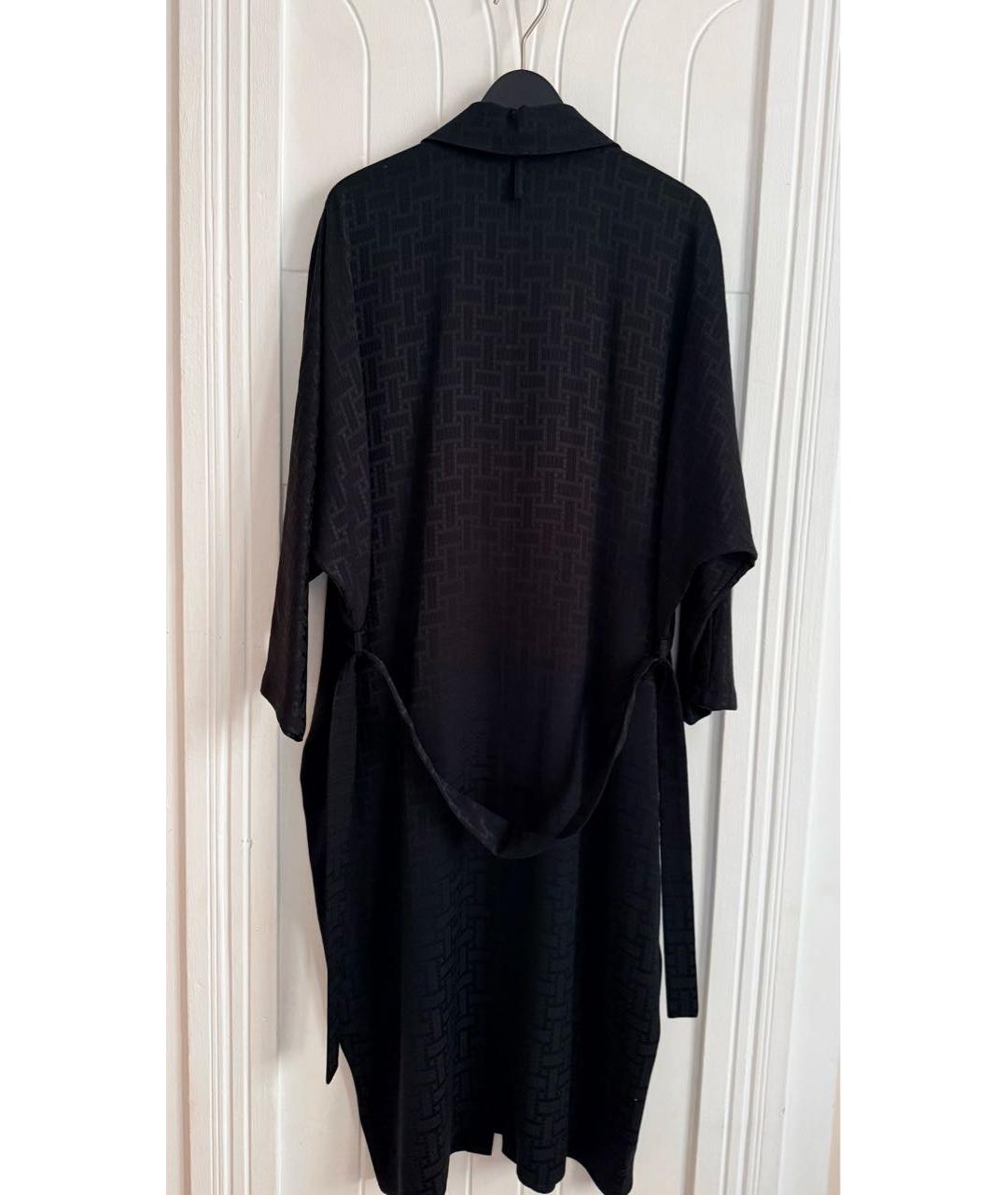 HERMES Черное шелковое повседневное платье, фото 2