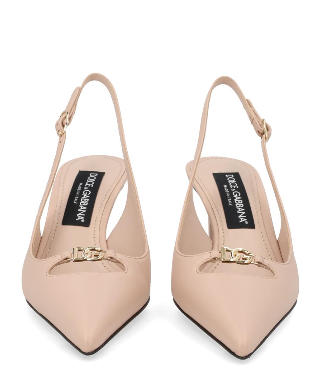 DOLCE&GABBANA Бежевые кожаные туфли, фото 2