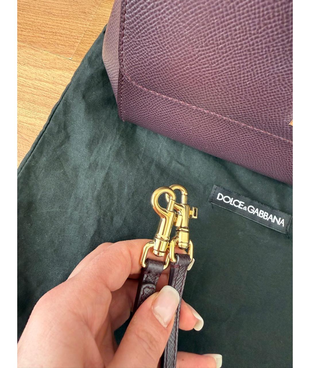 DOLCE&GABBANA Бордовая кожаная сумка через плечо, фото 8