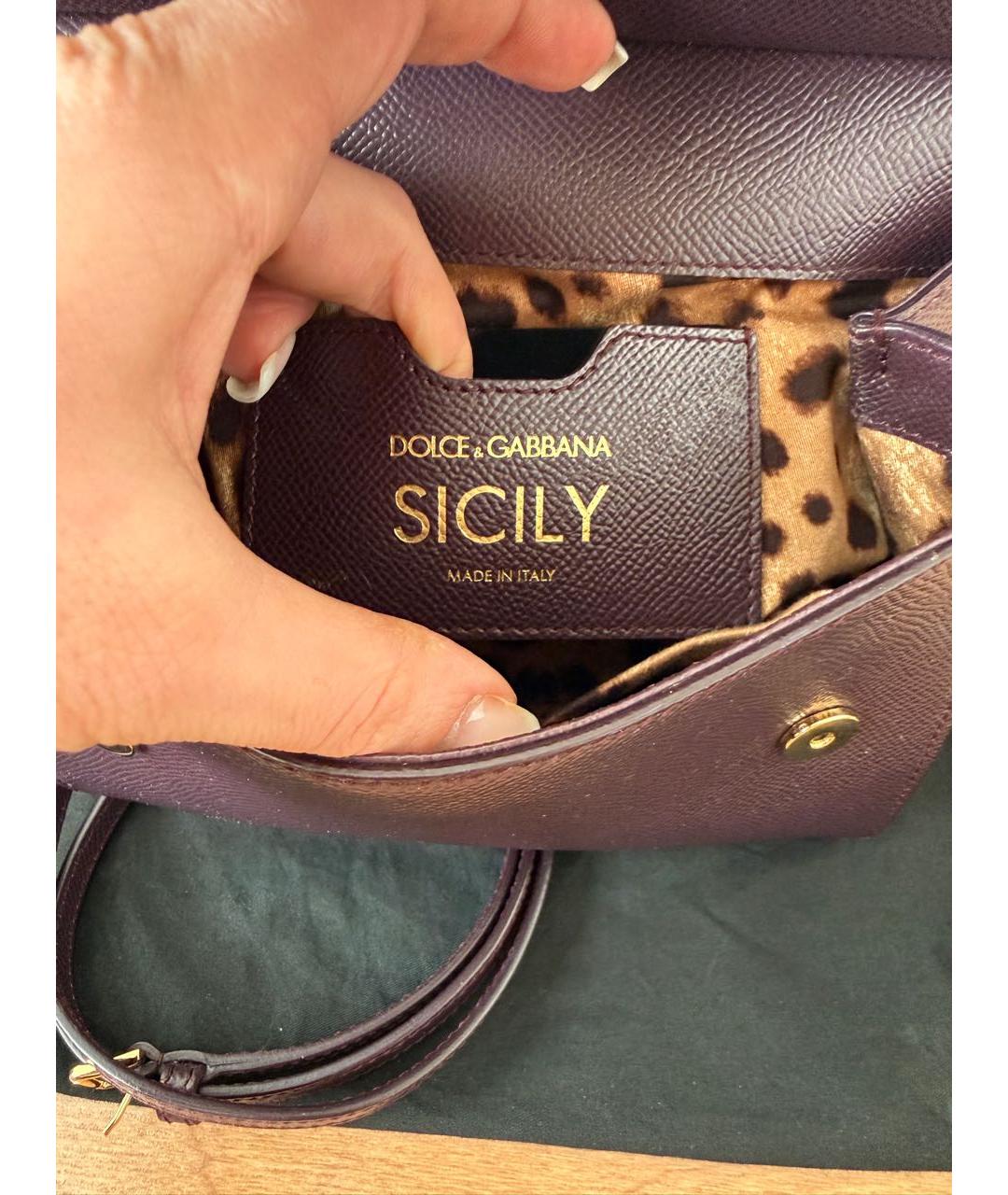 DOLCE&GABBANA Бордовая кожаная сумка через плечо, фото 5