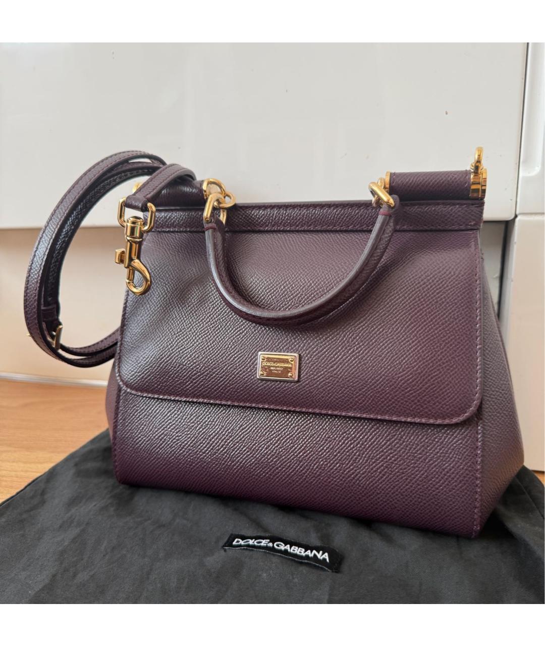 DOLCE&GABBANA Бордовая кожаная сумка через плечо, фото 6