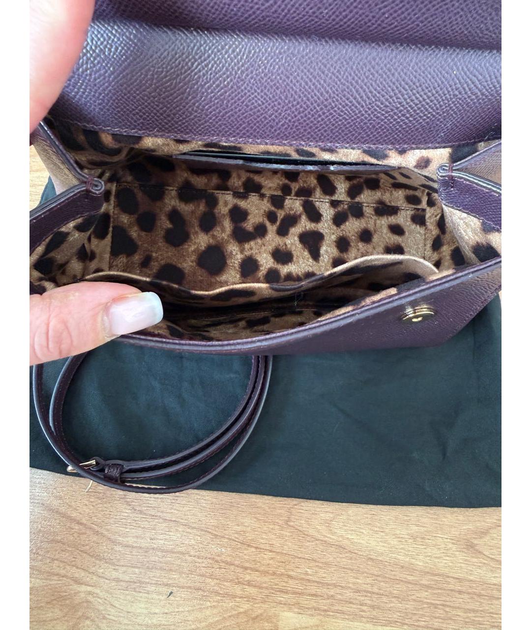 DOLCE&GABBANA Бордовая кожаная сумка через плечо, фото 4