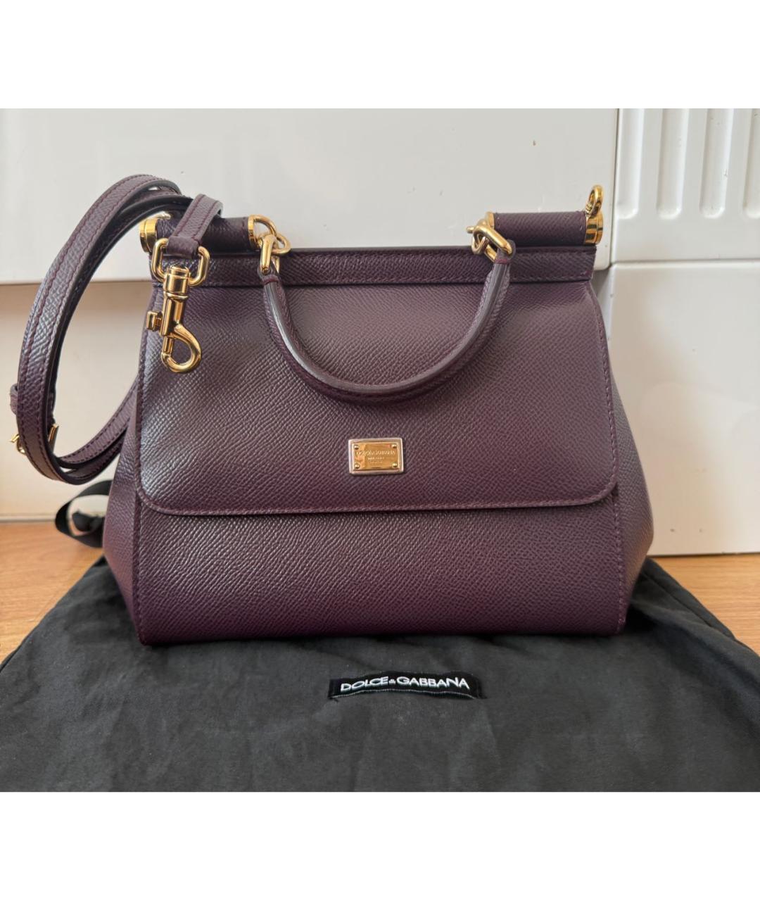 DOLCE&GABBANA Бордовая кожаная сумка через плечо, фото 9