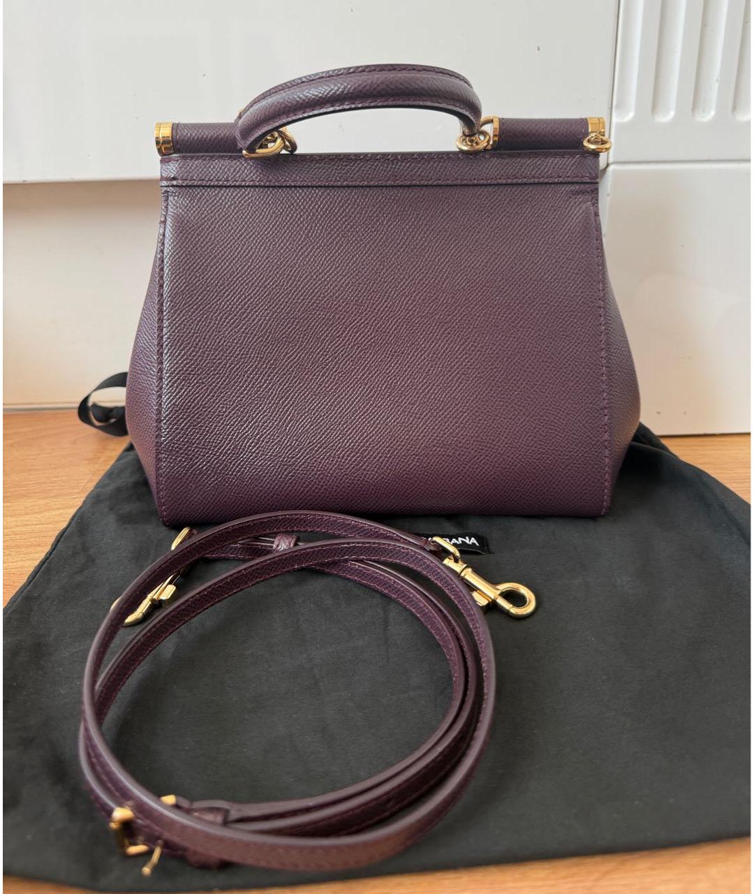 DOLCE&GABBANA Бордовая кожаная сумка через плечо, фото 3