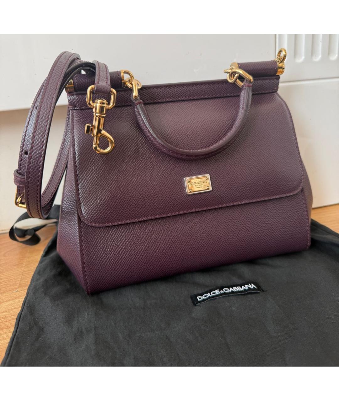 DOLCE&GABBANA Бордовая кожаная сумка через плечо, фото 2