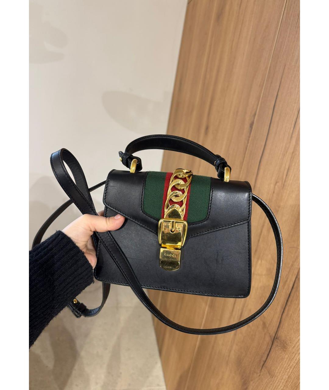 GUCCI Черная кожаная сумка через плечо, фото 2