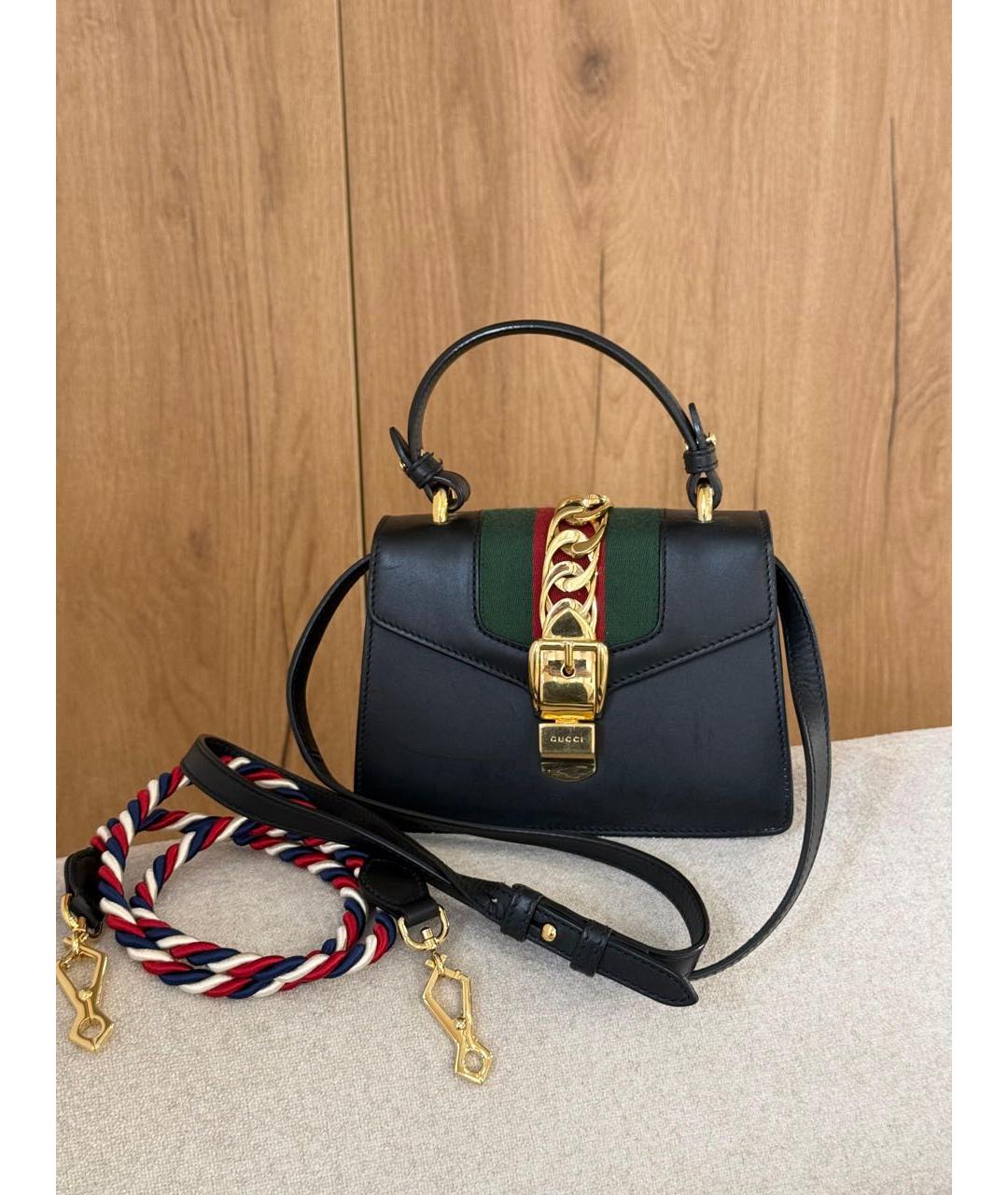 GUCCI Черная кожаная сумка через плечо, фото 4