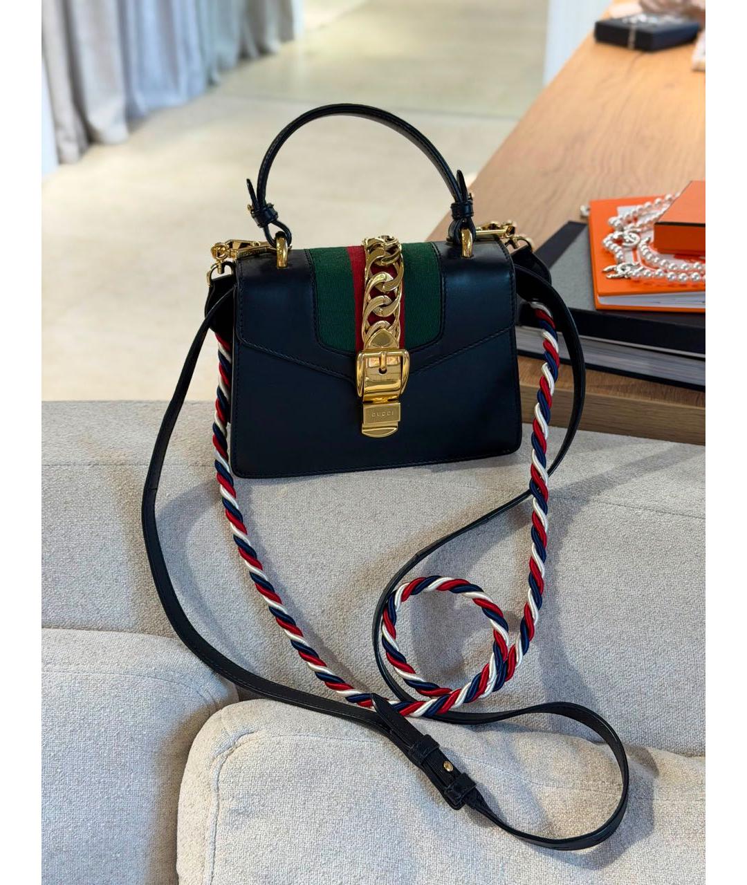 GUCCI Черная кожаная сумка через плечо, фото 3