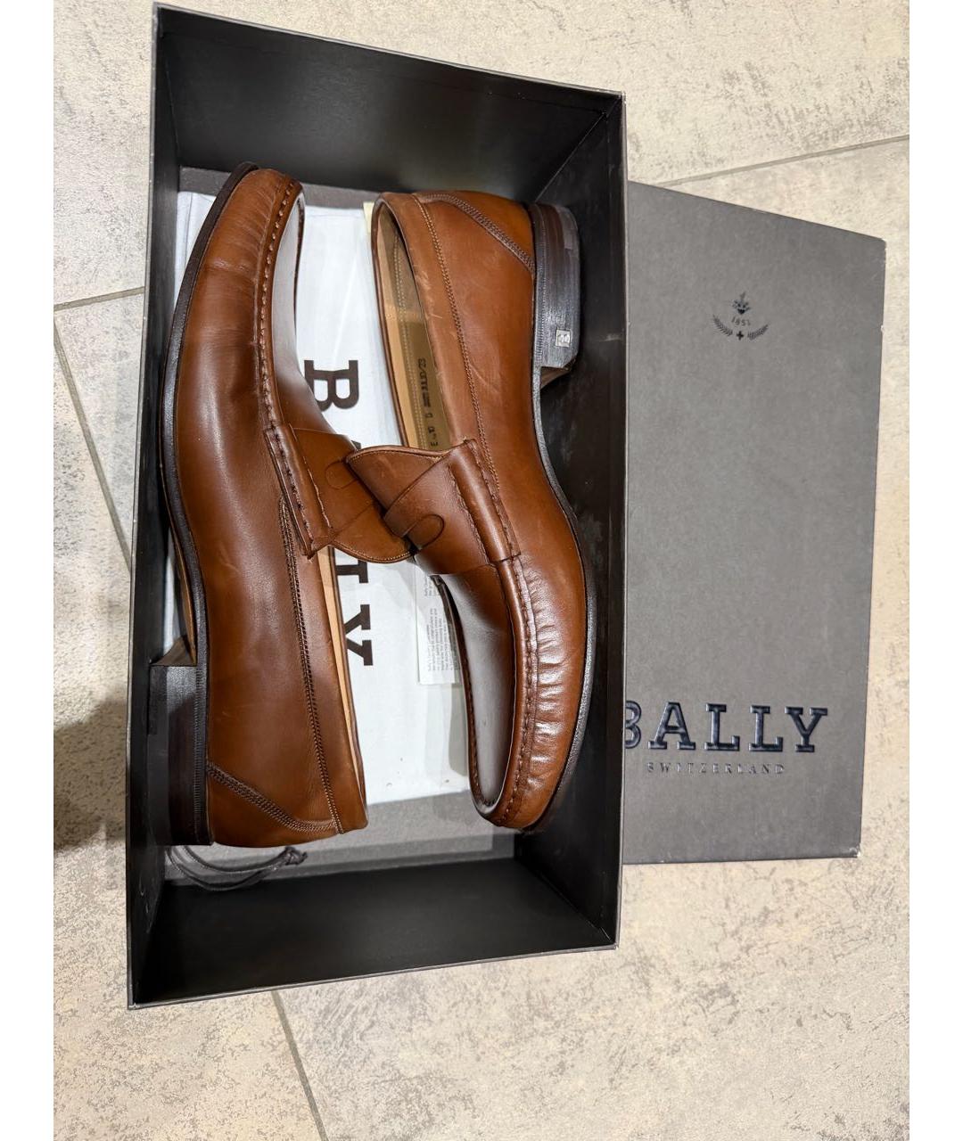 BALLY Коричневые кожаные лоферы, фото 6