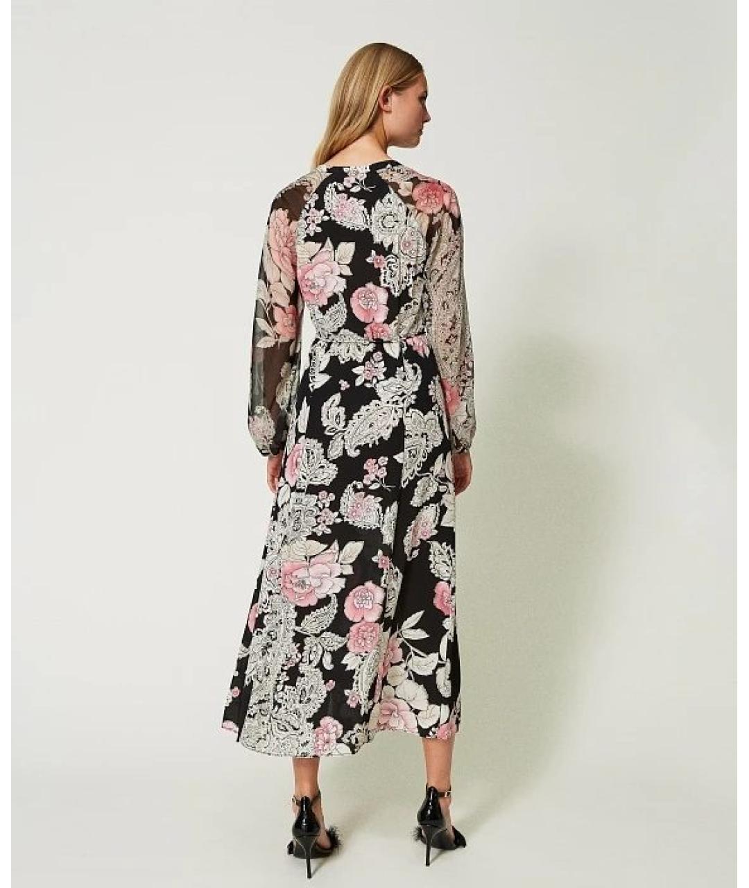 TWIN-SET Черное вискозное повседневное платье, фото 3