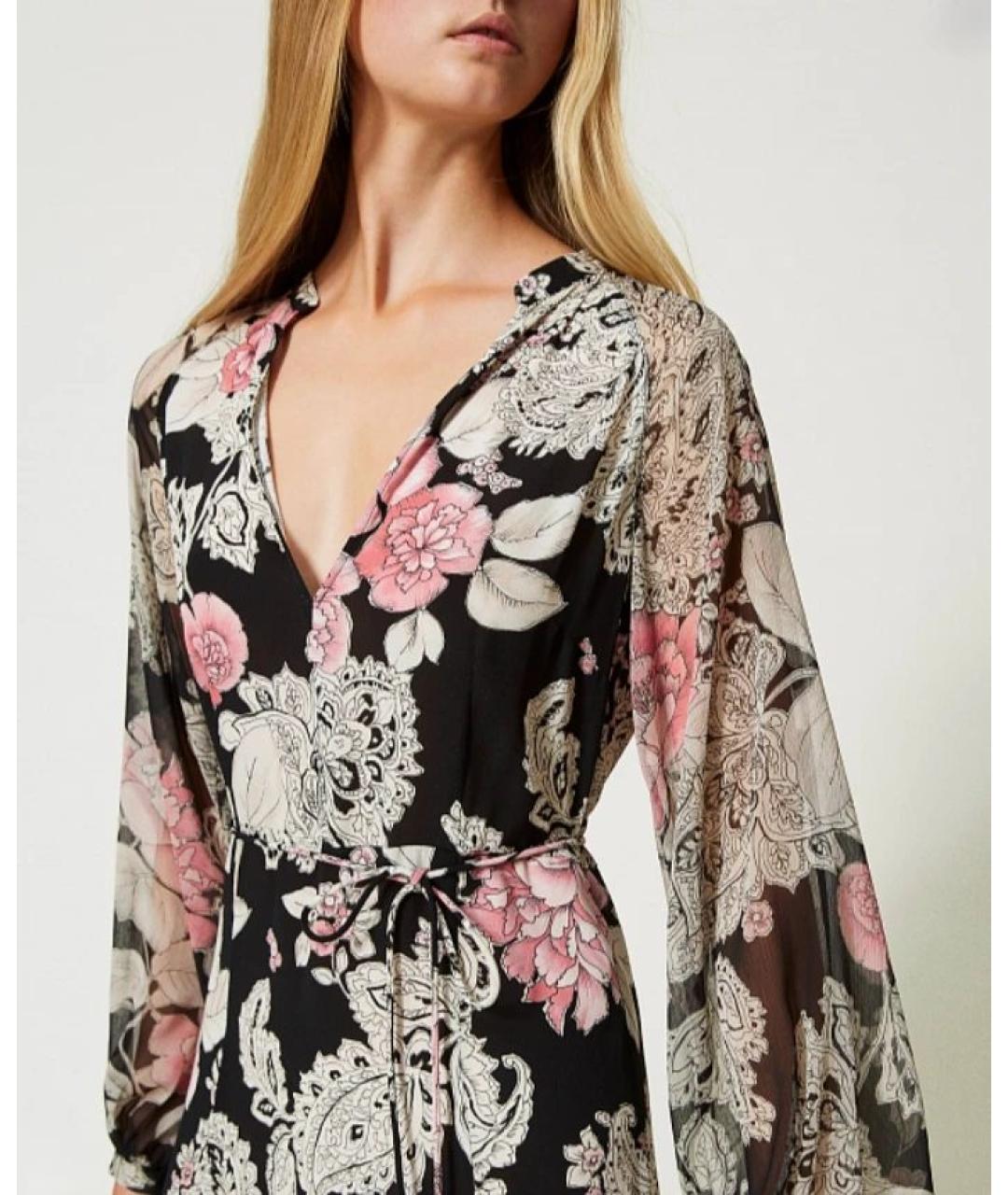 TWIN-SET Черное вискозное повседневное платье, фото 4