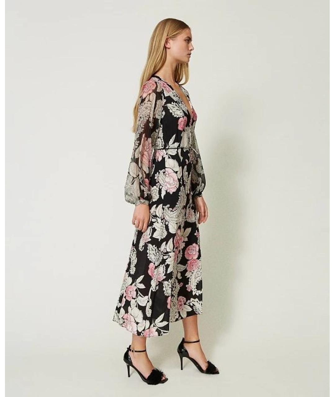 TWIN-SET Черное вискозное повседневное платье, фото 2