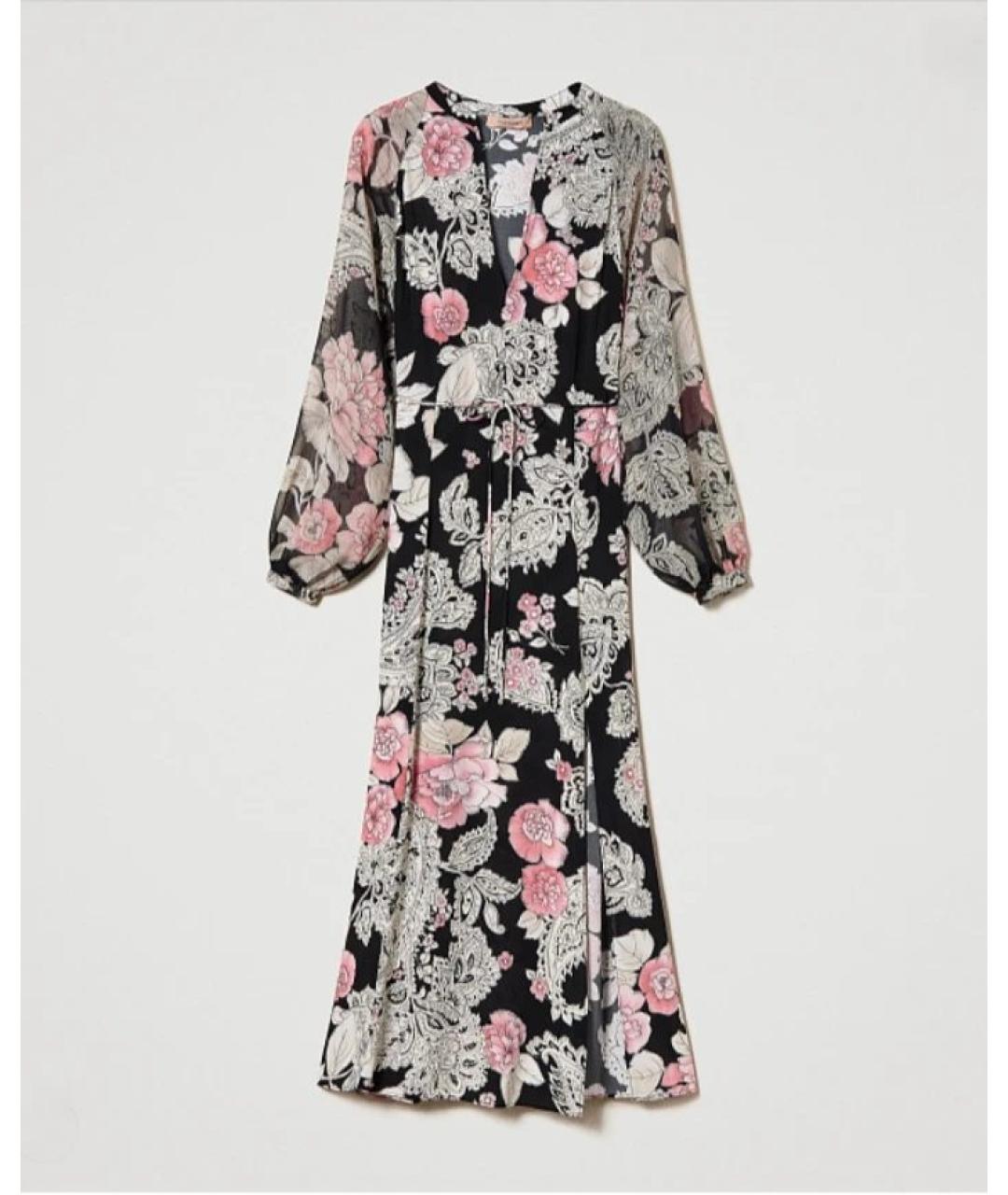 TWIN-SET Черное вискозное повседневное платье, фото 5