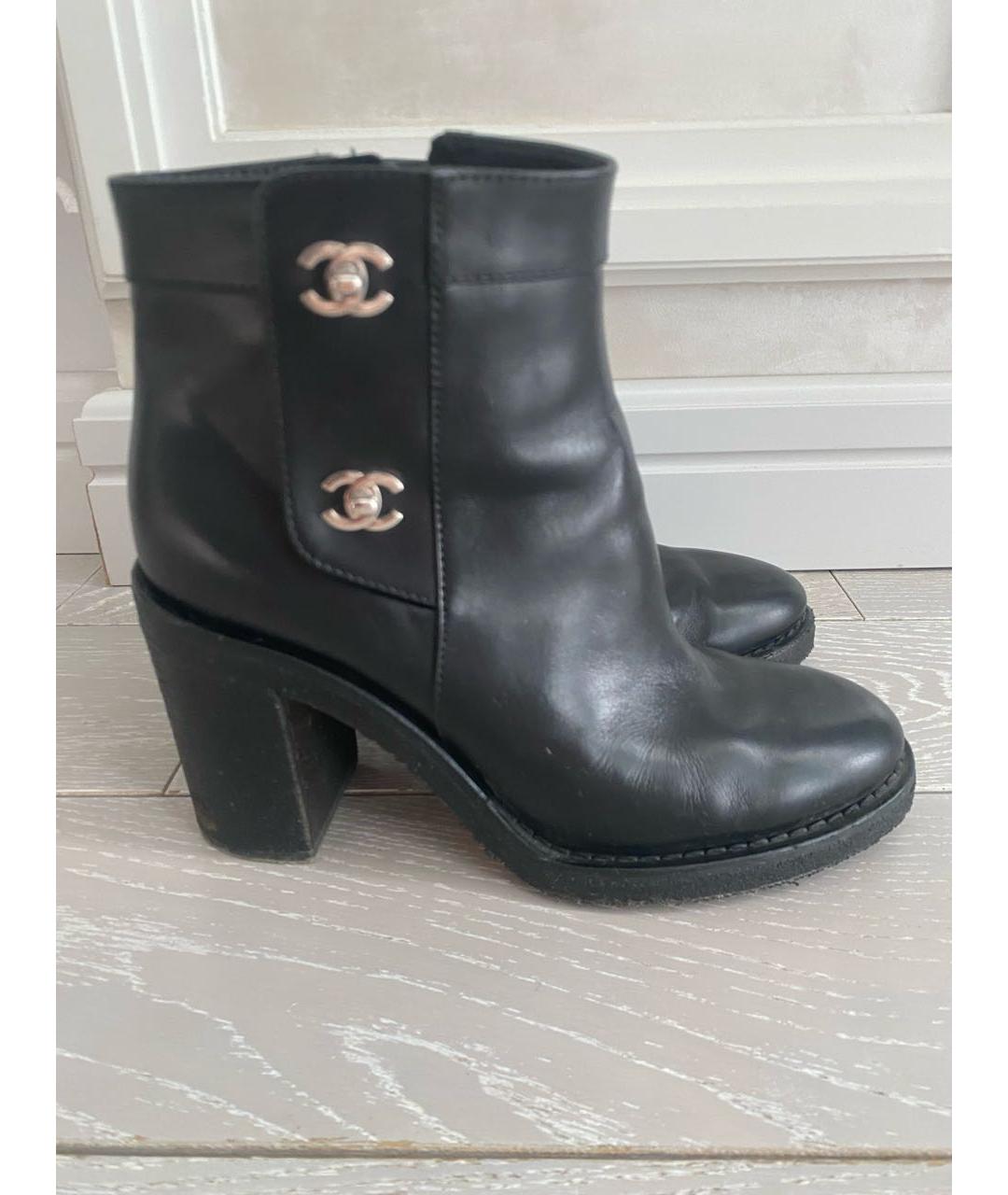 CHANEL Черные кожаные ботильоны, фото 6