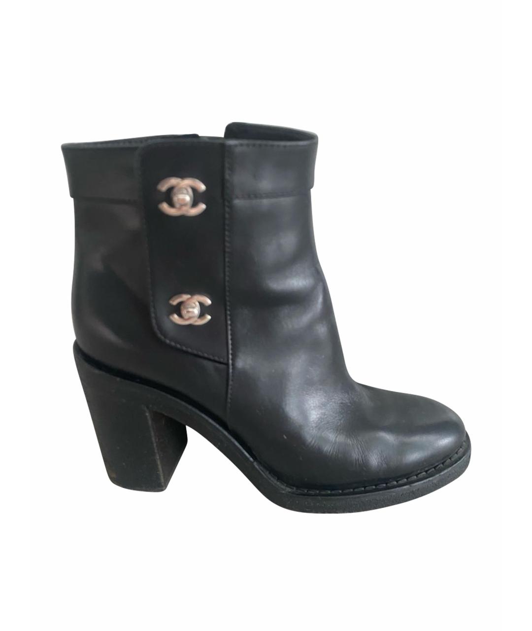 CHANEL Черные кожаные ботильоны, фото 1