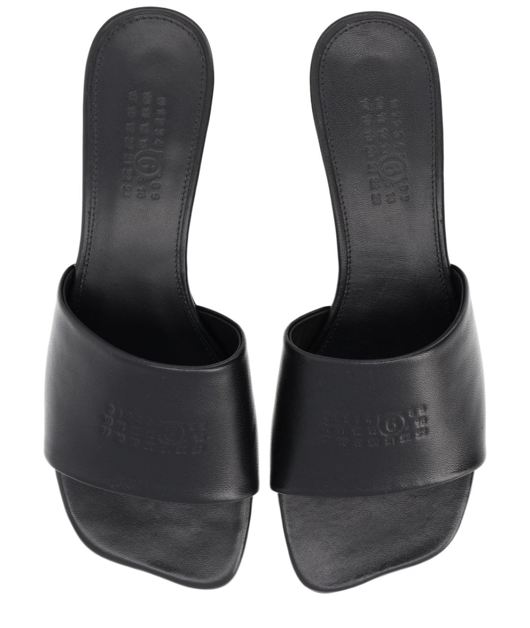 MM6 MAISON MARGIELA Черные кожаные мюли, фото 5