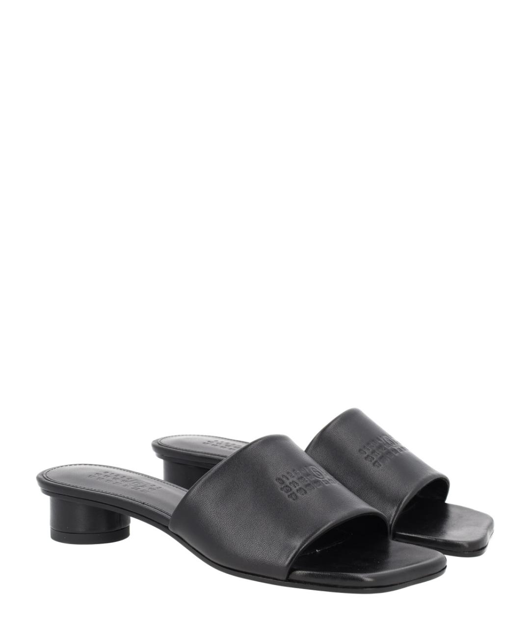 MM6 MAISON MARGIELA Черные кожаные мюли, фото 2