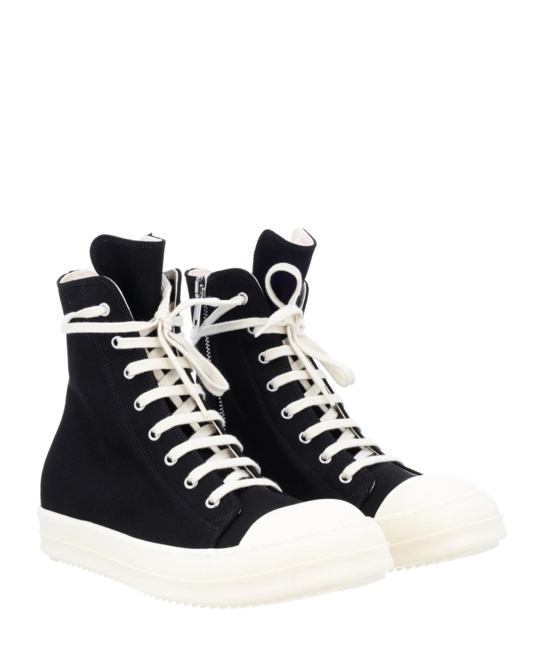 RICK OWENS DRKSHDW Черные текстильные высокие кроссовки / кеды, фото 2