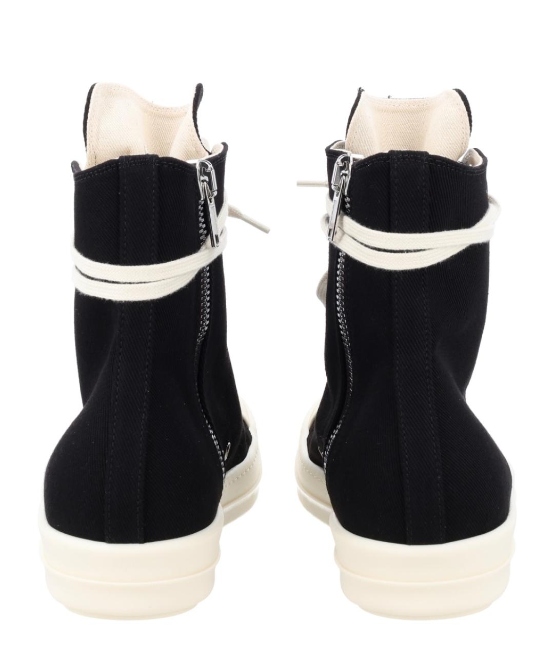 RICK OWENS DRKSHDW Черные текстильные высокие кроссовки / кеды, фото 4