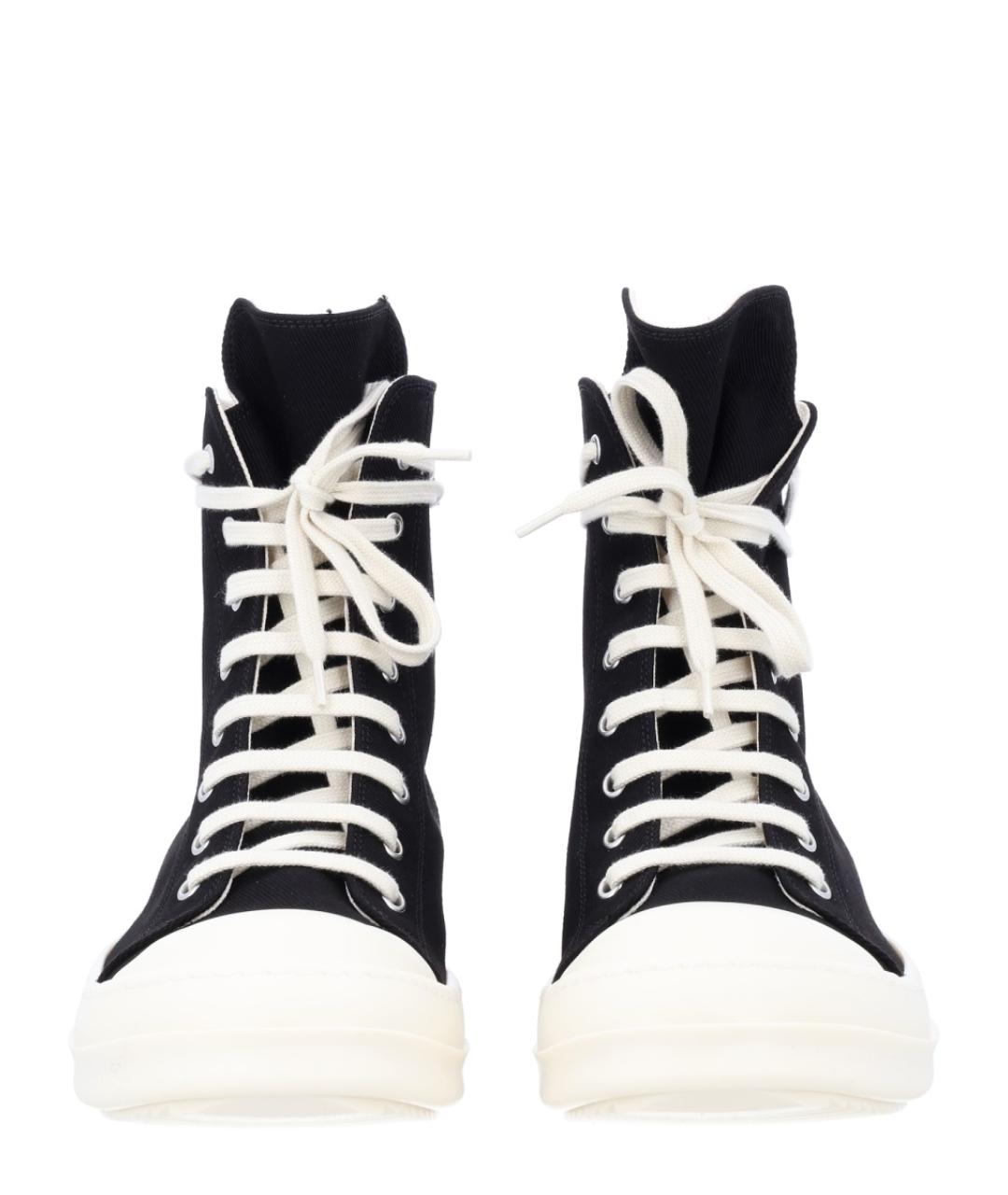 RICK OWENS DRKSHDW Черные текстильные высокие кроссовки / кеды, фото 3