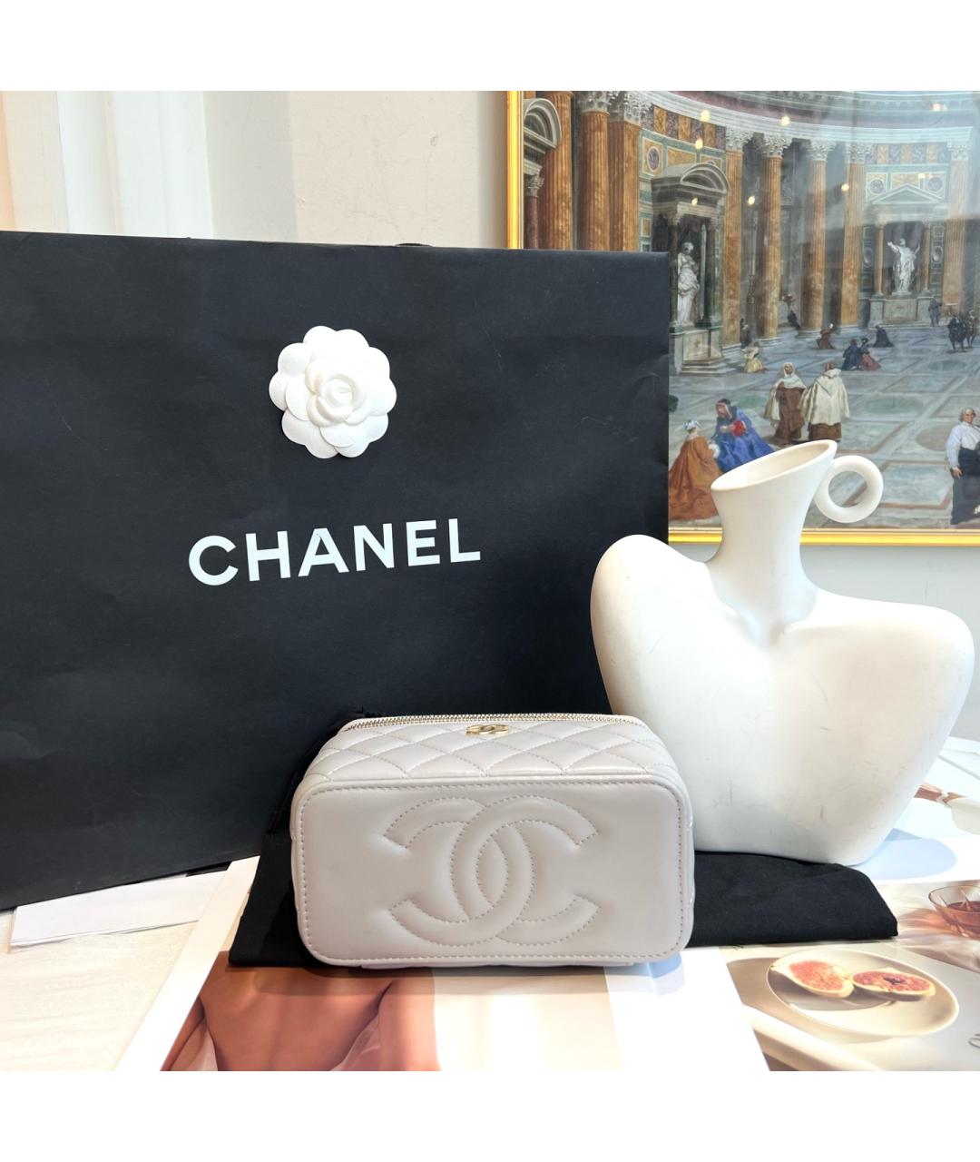 CHANEL Серая кожаная сумка через плечо, фото 3