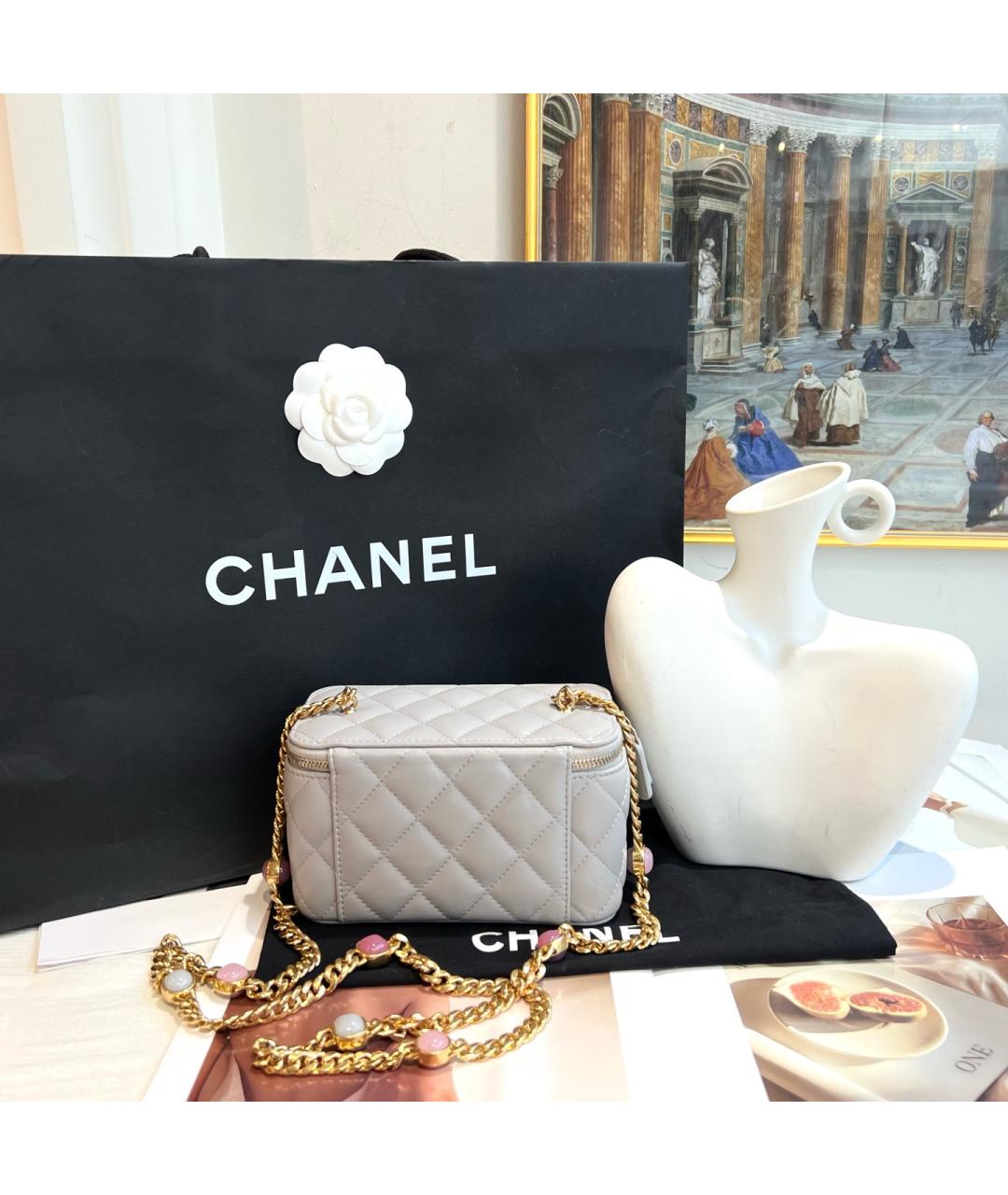 CHANEL Серая кожаная сумка через плечо, фото 2