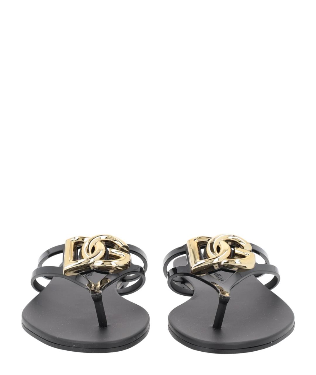 DOLCE&GABBANA Черные резиновые шлепанцы, фото 3