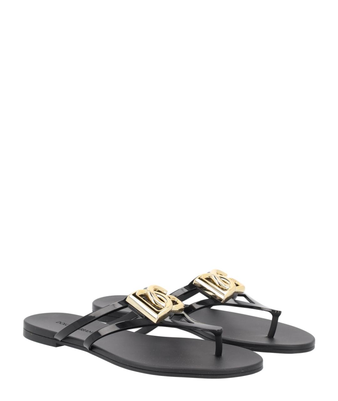 DOLCE&GABBANA Черные резиновые шлепанцы, фото 2