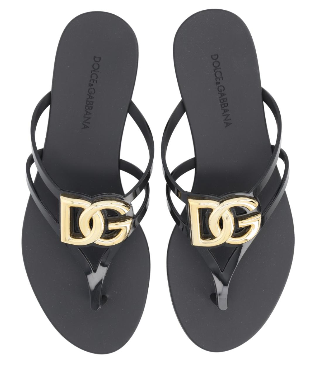 DOLCE&GABBANA Черные резиновые шлепанцы, фото 5