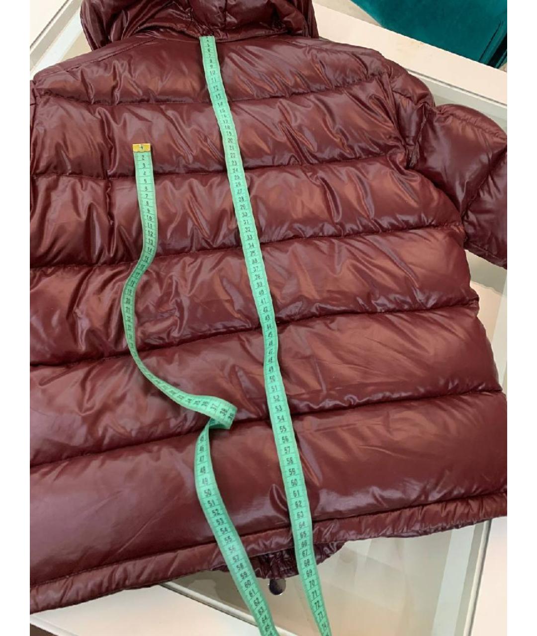 MONCLER Бордовый полиэстеровый пуховик, фото 9