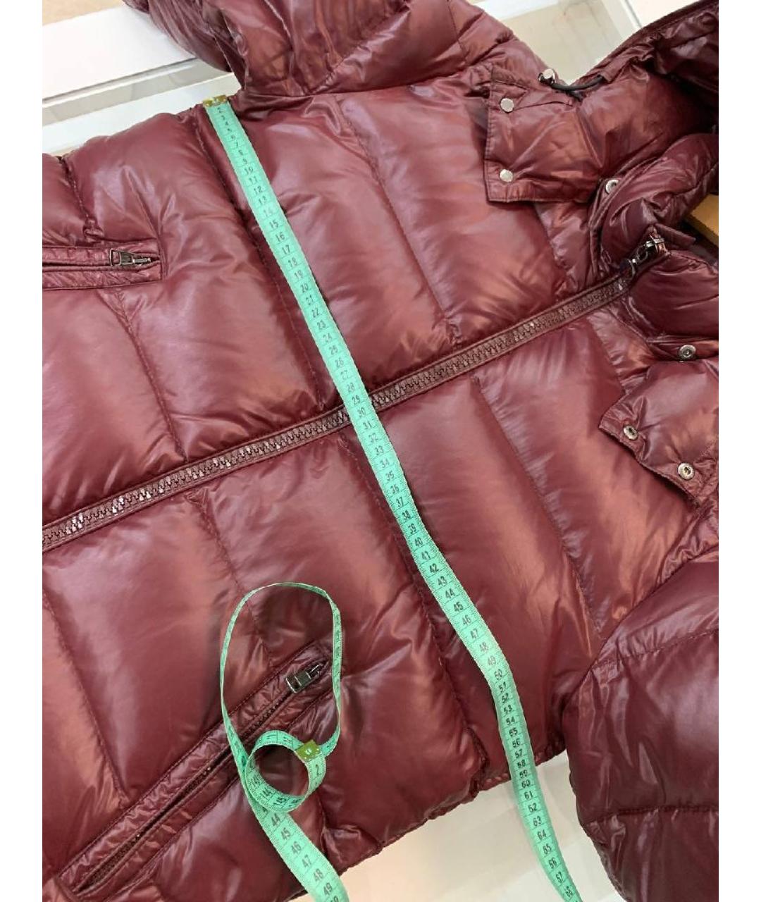 MONCLER Бордовый полиэстеровый пуховик, фото 7