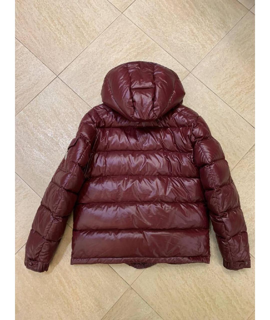 MONCLER Бордовый полиэстеровый пуховик, фото 2