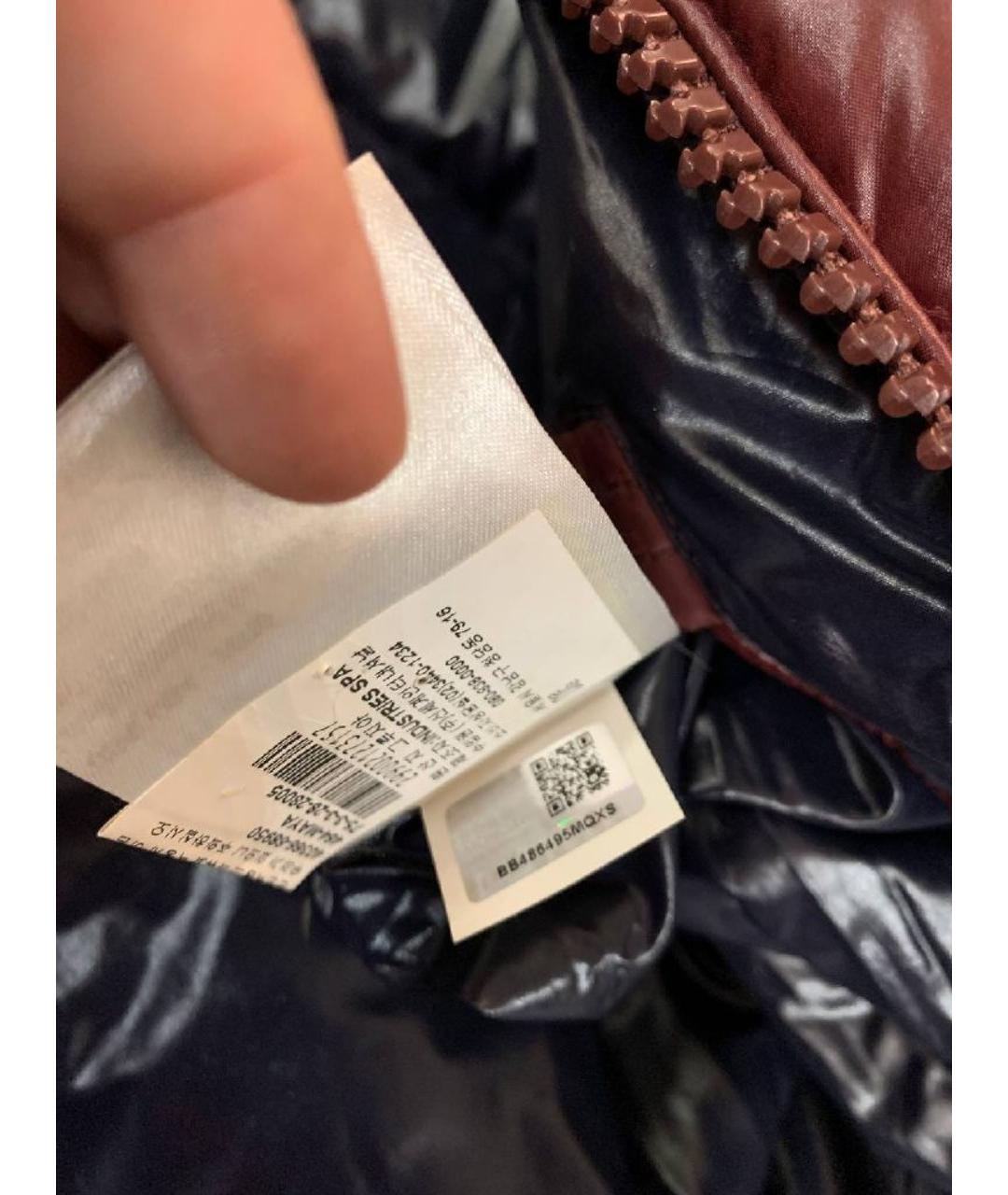 MONCLER Бордовый полиэстеровый пуховик, фото 5