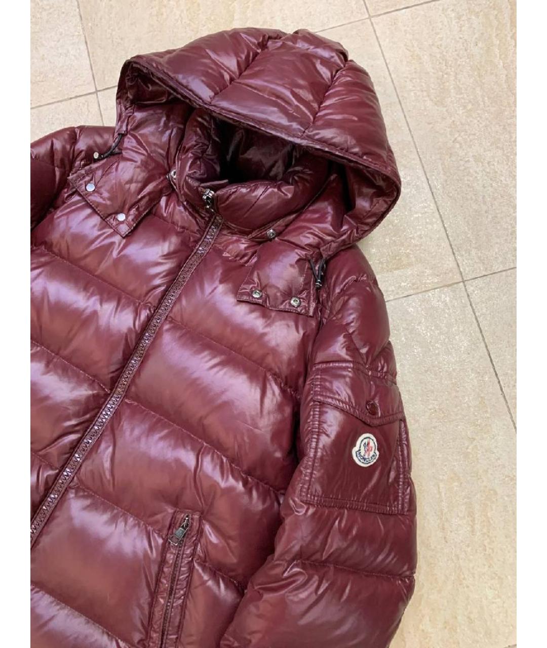 MONCLER Бордовый полиэстеровый пуховик, фото 3