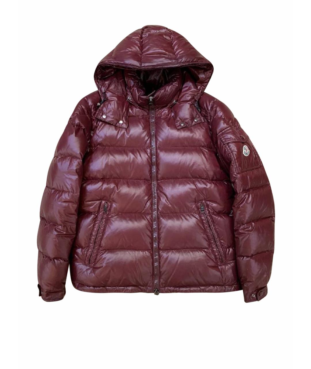 MONCLER Бордовый полиэстеровый пуховик, фото 1
