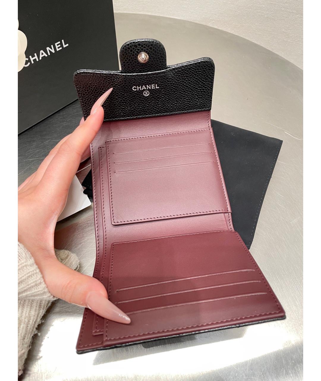 CHANEL Черный кожаный кошелек, фото 9