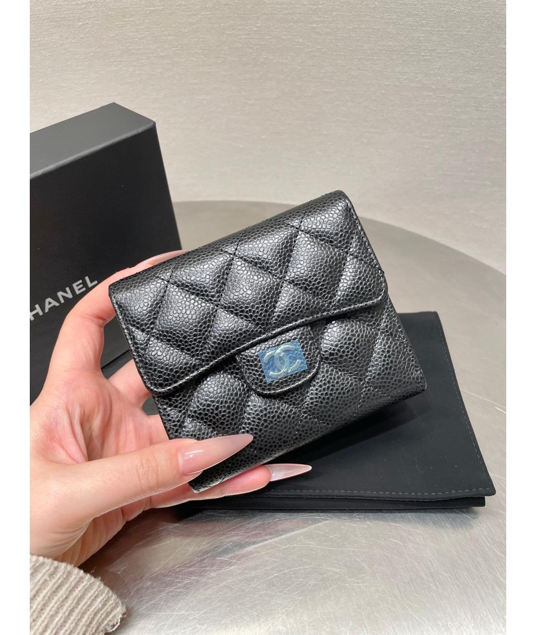 CHANEL Черный кожаный кошелек, фото 10